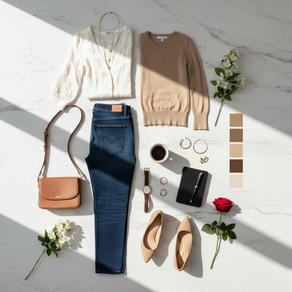 Stylizacja wraz z dodatkami na wyjście do restauracji