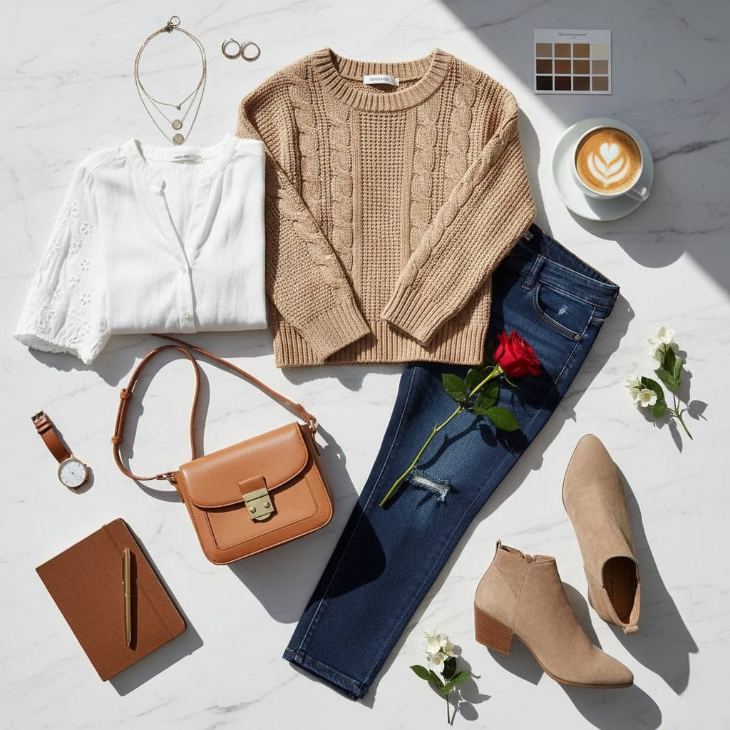 Stylizacja na pierwszą randkę w kawiarni