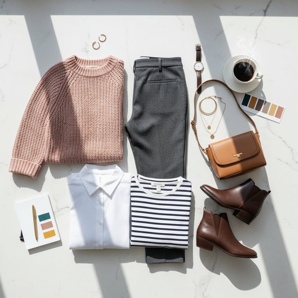 Stylizacja z grafitowymi spodniami